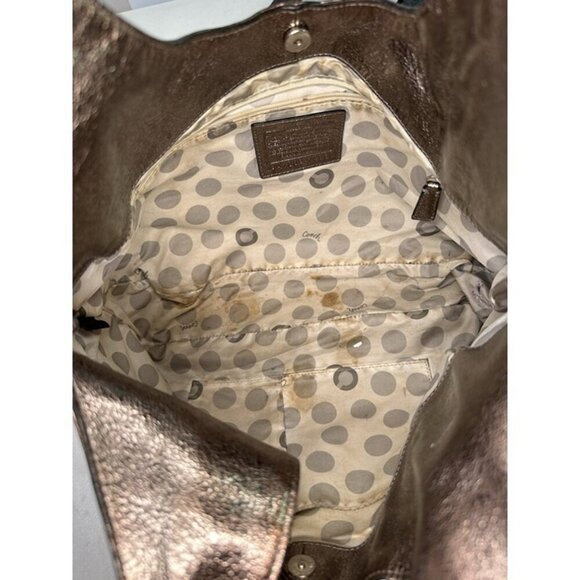 Coach Metallic Rose Gun Metal Julia Leather Hobo 14968 - Picture 9 of 12